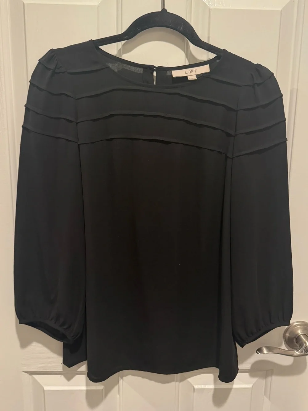 LOFT Black Paneled Yoke Blouse Size XS
